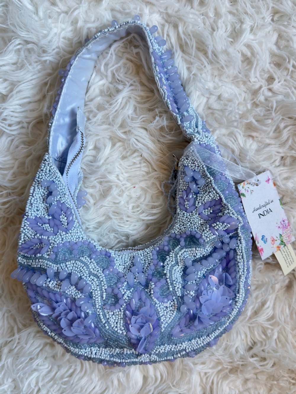 Lavender Beaded Shoulder Bag